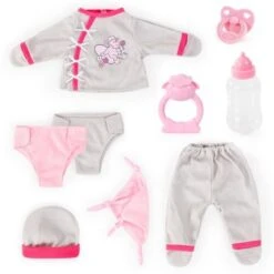 Deluxe Puppenkleidung Set 9-tlg. Grau/pink Von Bayer, 40-46 Cm